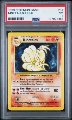 1999 POKEMON BASE SET UNLIMITED #12 NINETALES-HOLO PSA 7 - Image 1