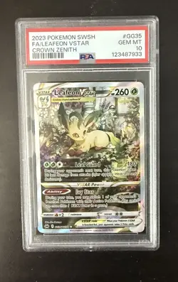 2023 POKEMON SWORD & SHIELD CROWN ZENITH #GG35 FULL ART/LEAFEON VSTAR PSA 10 - Image 1