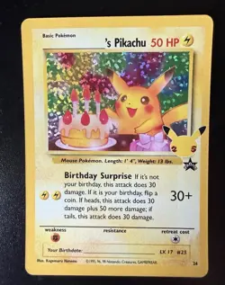 Pokemon Pikachu TCG Holo Rare Birthday Celebrations Card #24 NM/Mint Condition - Image 1