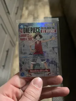 Bandai One Piece CCG Monkey D. Luffy College Basketball US Voyage Promo Card - Image 1