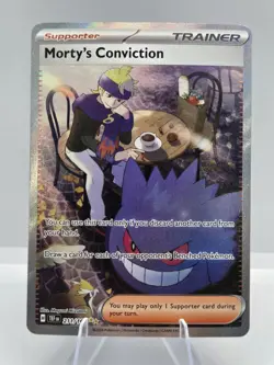 Pokemon TCG Morty's Conviction Trainer Holo 211/162 SV05 Special Illustration R… - Image 1