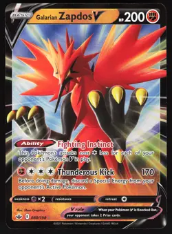 Galarian Zapdos V 080/198 Pokemon SWSH06: Chilling Reign Ultra Rare NM - Image 1