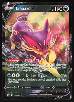 Liepard V 104/198 Pokemon SWSH06: Chilling Reign Ultra Rare NM - Image 1