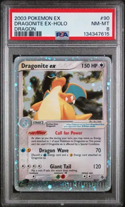 Pokemon 2003 Dragonite EX Dragon Holo Ultra Rare English #90/97 PSA 8 - Image 1