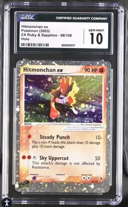 2003 Pokemon EX Ruby & Sapphire Hitmonchan EX Holo #98 CGC 10 not psa Low Pop 22 - Image 1
