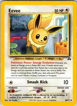 Eevee 38/75 Neo Discovery Pokemon TCG MP Unlimited - Image 1
