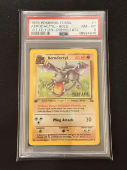 PSA 8 Aerodactyl Holo Prerelease 1st Edition Promo Card 1/62 Pokemon TCG - Image 1