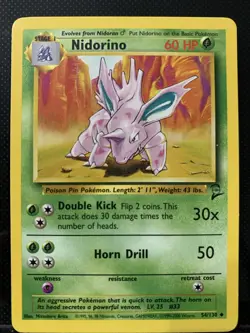 Pokemon TCG Nidorino Base Set 2 Unlimited Uncommon Card 54/130 Vintage - Image 1