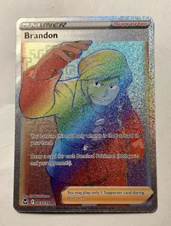 2022 Pokemon Silver Tempest Brandon Full Art Trainer Rainbow Rare 203/195 - Image 1