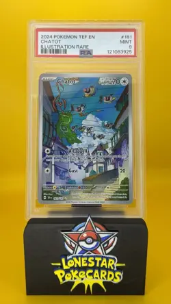 2024 POKEMON TEF EN-TEMPORAL FORCES ILLUSTRATION RARE #181 CHATOT PSA 9 - Image 1