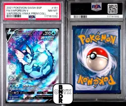 2021 POKEMON SWSH BLACK STAR PROMO #181 FULL ART/VAPOREON V PSA 8 - Image 1
