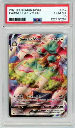 Pokemon Snorlax VMAX #142 Sword and Sheild PSA 10 Gem Mint - Image 1