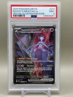 2025 Pokemon Destined Rivals Team Rockets Mewtwo Special illustration Rare PSA 9 - Image 1