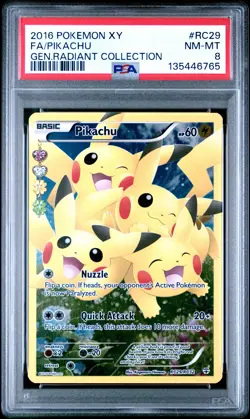 2016 POKEMON XY GENERATIONS RADIANT COLL #RC29 FULL ART/PIKACHU PSA 8 - Image 1