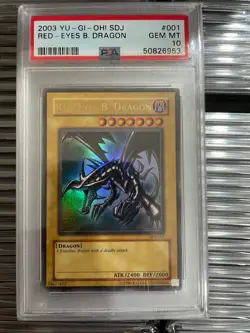 Yugioh Red Eyes Black Dragon Lob-070 SDJ-001 GEM PSA 10 - Image 2