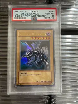 Yugioh Red Eyes Black Dragon Lob-070 SDJ-001 GEM PSA 10 - Image 3