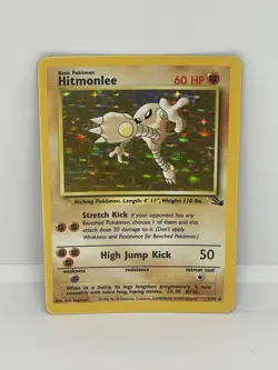 Pokemon TCG Hitmonlee 7/62 Card Holo Unlimited Rare Original Base Set 1999 LP - Image 1