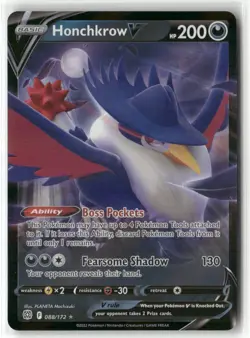 Pokemon Honchkrow V Ultra Rare Prize Pack Series Cards 088/172 NM - Image 1