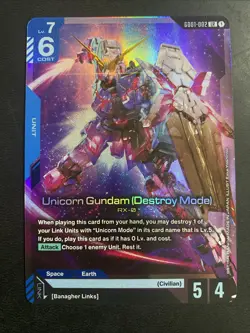 Gundam Card Game Newtype Rising Unicorn Gundam Destroy Mode GD01-002 - Image 1