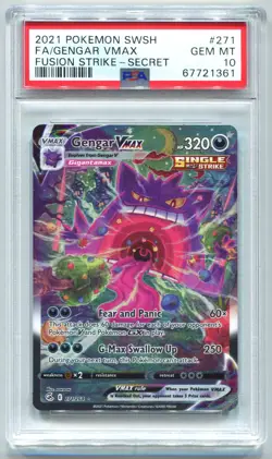 2021 POKEMON SWORD & SHIELD FUSION STRIKE SECRET FULL ART/GENGAR VMAX PSA 10 - Image 1