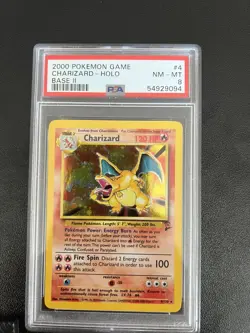 2000 POKEMON GAME BASE II #4 CHARIZARD-HOLO BASE II PSA 8 - Image 2