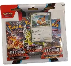 Pokemon Scarlet & Violet 3 PACK Obsidian Flames Booster Blister Eevee 043 Promo - Image 1