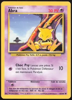 Carte Pokemon Abra 43/102 Set de base Francais - Image 1