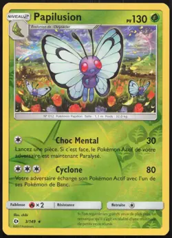 Carte Pokemon Papilusion 3/149 Reverse Soleil et Lune Francais - Image 1