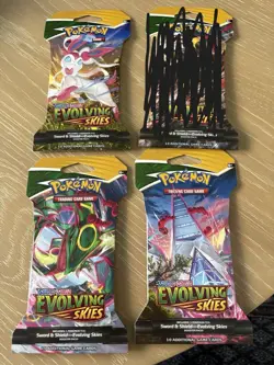 Pokemon TCG Sword & Shield Evolving Skies Sleeved Blister Booster 3 Pack Lot - Image 1