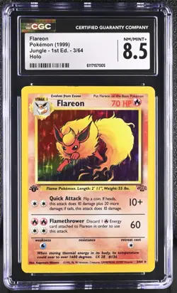 1999 Pokemon 1st Edition Jungle FLAREON Holo 3/64 CGC 8.5 - Image 1