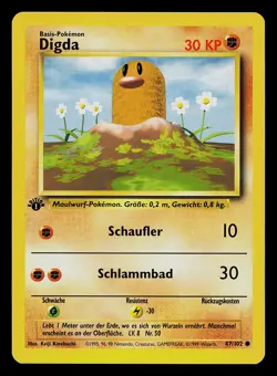 Pokemon Card - Diglett Digda German 1st Edition Base Set 47/102 Common - Image 1