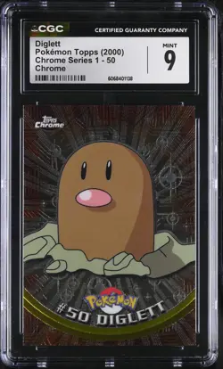CGC 9 MINT Diglett Topps 2000 Chrome Series 1 50 Chrome Pokemon Card - Image 1