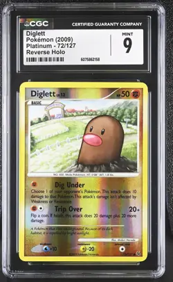 CGC 9 MINT Diglett 2009 Platinum 72/127 Reverse Holo Pokemon Card - Image 1