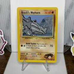 Brock's Rhyhorn 70/132 Gym Heroes Unlimited Pokemon Card Common NM - Image 1