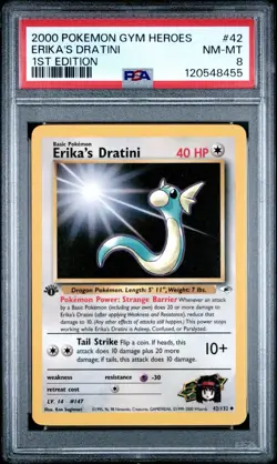 2000 POKEMON GYM HEROES 42 ERIKA'S DRATINI 1ST EDITION NEAR MINT-MINT PSA 8 - Image 1
