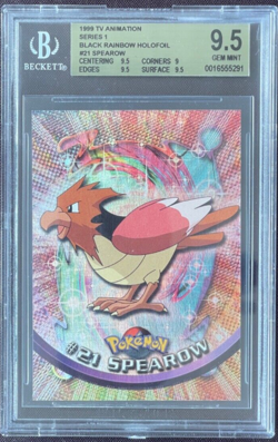 Pokemon 1999 Topps Animation Series 1 Spearow Rainbow Foli BGS Beckett 9.5 - Image 1
