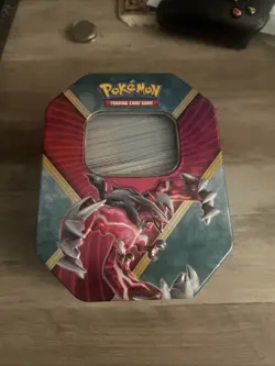 LOT OF POKEMON TRADING CARD GAME TIN WITH CARDS INCLUDING ULTRA RARES - Image 1