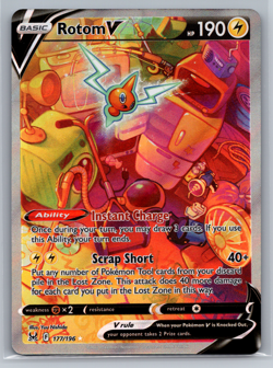 Rotom V (Alternate Full Art) 177/196 Swsh11: Lost Origin Holo Near Mint Pokemon - Image 1