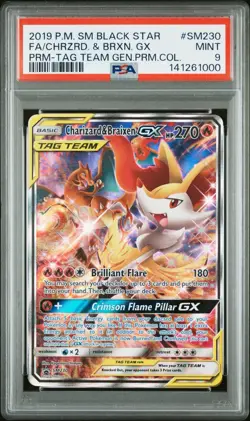 Pokemon TCG Charizard & Braixen GX SM230 Holo Card SM Promo PSA 9 - Image 1