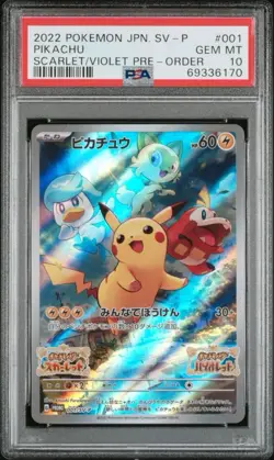 2022 Pokemon Japanese # 001 Pikachu Scarlet & Violet Pre Order Promo PSA 10 Card - Image 1