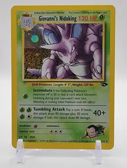 Pokemon TCG Giovanni's Nidoking Gym Challenge Holo Card 7/132 Unlimited Rare - Image 1