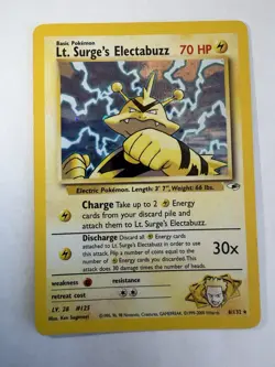 Pokemon TCG Lt. Surge's Electabuzz Gym Heroes Holo Rare 61/132 70 HP - Image 1