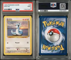 PSA 9 - Dratini 26/102 Base Set Uncommon Pokemon TCG 1999 Unlimited - Image 3