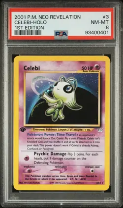 2001 POKEMON NEO REVELATION 1ST ED #3 CELEBI-HOLO PSA 8 - Image 1