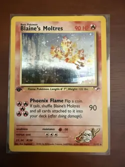 Blaine's Moltres Gym Heroes Holo Card 1st Edition Rare 1/132 - Image 1