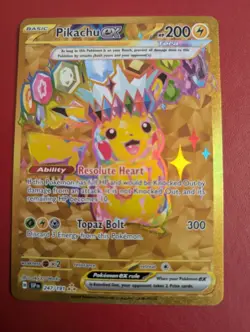 Pokemon TCG Sv08: Surging Sparks Pikachu EX Gold Hyper Card 247/191 Pack Fresh! - Image 1