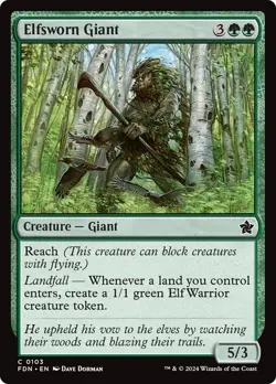 Elfsworn Giant 103 FDN Foundations MTG Common Reach Landfall Common Dorman NM - Image 1