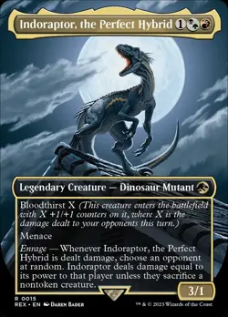 MTG-Indoraptor, the Perfect Hybrid (Borderless)-Universes Beyond: Jurassic -Foil - Image 1