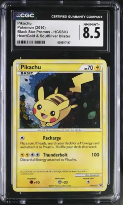 CGC 8.5 Pikachu 2010 Black Star Promos HGSS03 Holo Pokemon Card - Image 1