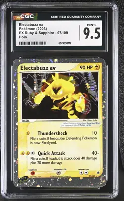 CGC 9.5 MINT+ Electabuzz ex 2003 EX Ruby & Sapphire 97/109 Holo Pokemon Card - Image 1